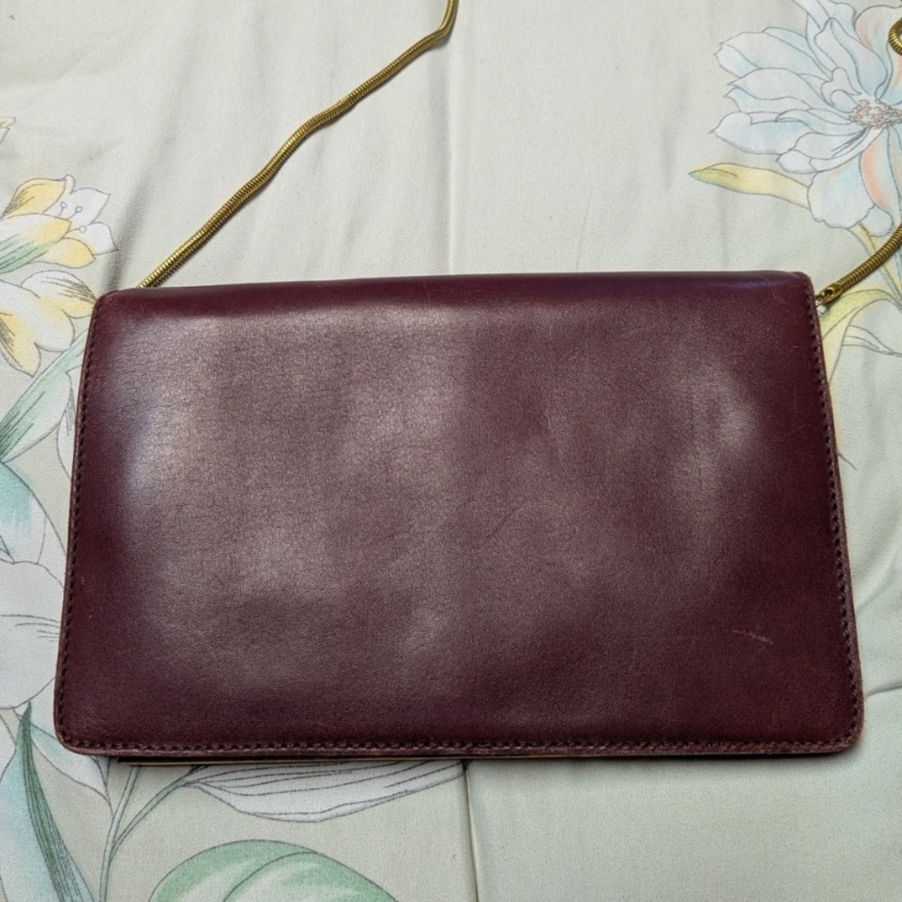 Madewell Wine Leather Crossbody with Gold Chain Strap